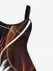Tenue de Plage à Imprimé Cocotiers et Oiseaux 3D Grande-Taille pour Couples - Noir 
