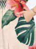 Plus Size Tropical Leaf Flowers Print Split Hawaii Midi Dress -  