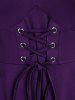Gothic Plus Size Cold Shoulder Lace Up Grommet Handkerchief Chiffon Asymmetric Dress -  