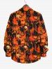 Plus Size Halloween Costume Cat Pumpkin Bat Print Buttons Long Sleeve Shirt For Men -  