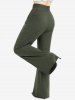 Plus Size Pintuck Buckles Waist Pockets Buttons Wide Leg Pants -  