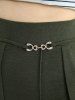 Plus Size Pintuck Buckles Waist Pockets Buttons Wide Leg Pants -  