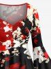 Plus Size Butterfly Tree Branch Floral Ink Painting Print Halloween Costume Ruched High Low Asymmetric Dress -  