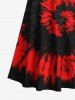 Maxi Robe Ligne A D'Halloween Teintée Imprimée de Grande Taille - Rouge 6X