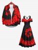 Maxi Robe Ligne A D'Halloween Teintée Imprimée de Grande Taille - Rouge 6X