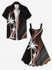 Plus Size Coconut Tree Bird Light Beam 3D Print Hawaii Tank Dress -  