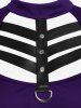 Gothic D-ring PU Leather Panel Ladder Cutout Dress -  