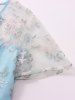 Flowers Leaves Embroidery Mesh Tie Zipper Keyhole Neck Vintage Dress -  