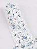 Flower Leaf Print Cinched Bowknot Lace Trim Tank Vintage Dress -  