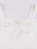 Solid Color Cinched Ruched Bowknot Lace Trim Tank Vintage Dress -  