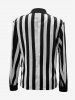 Blazer Rayure Blanche et Noir Imprimés avec Poches à Col Revers - Noir S