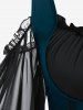 Plus Size Lace Up Cold Shoulder Flare Sleeves High Low Ruched Renaissance Corset Dress -  
