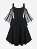 Plus Size Lace Up Cold Shoulder Flare Sleeves High Low Ruched Renaissance Corset Dress -  