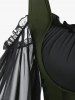 Plus Size Lace Up Cold Shoulder Flare Sleeves High Low Ruched Renaissance Corset Dress -  