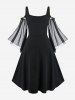 Plus Size Lace Up Cold Shoulder Flare Sleeves High Low Ruched Renaissance Corset Dress -  