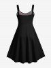 Robe D'Halloween Ligne A Rose Crâne Peinture D'Encre Imprimés de Grande Taille - Noir M