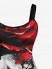 Robe D'Halloween Ligne A Rose Crâne Peinture D'Encre Imprimés de Grande Taille - Noir M