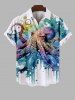 Octopus Paint Splatter Print Plus Size Matching Beach Outfit For Couples -  