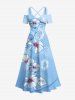 Morning Glory Flower Curve Line Print Plus Size Matching Hawaii Beach Outfit For Couples -  
