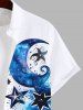 Tenue de Plage pour Couples en Dégradé de Couleurs à Imprimé Etoiles et Lune Grande-Taille - Blanc 