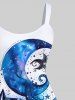Tenue de Plage pour Couples en Dégradé de Couleurs à Imprimé Etoiles et Lune Grande-Taille - Blanc 