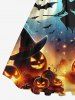 Robe D'Halloween Vintage Citrouille Chauve-souris Imprimés de Grande Taille - Multi-A 6X