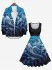 Plus Size Halloween Costume Ghost Ocean Print 1950s Vintage Dress -  