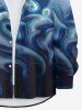 Plus Size Halloween Costume Ghost Ocean Print Buttons Long Sleeve Shirt For Men -  