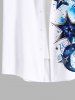 Plus Size Moon Star Curve Ombre Galaxy Print Hawaii Button Pocket Shirt For Men -  