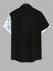 Plus Size Flower Dots Colorblock Print Hawaii Button Pocket Shirt For Men -  