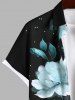 Plus Size Flower Dots Colorblock Print Hawaii Button Pocket Shirt For Men -  
