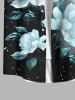 Plus Size Flower Dots Colorblock Print Hawaii Button Pocket Shirt For Men -  