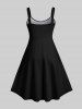 Plus Size Flower Dots Colorblock Print Hawaii Ombre A Line Tank Dress -  
