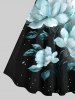 Plus Size Flower Dots Colorblock Print Hawaii Ombre A Line Tank Dress -  