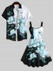 Plus Size Flower Dots Colorblock Print Hawaii Ombre A Line Tank Dress -  