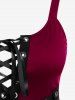 Plus Size Lace Up Grommets Fit and Flare Dress -  