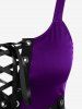 Plus Size Lace Up Grommets Fit and Flare Dress -  