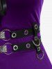 Plus Size Lace Up Grommets Fit and Flare Dress -  