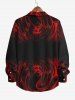 Plus Size Halloween Ghost Fire Flame Print Buttons Long Sleeve Shirt For Men -  
