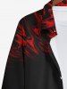 Plus Size Halloween Ghost Fire Flame Print Buttons Long Sleeve Shirt For Men -  