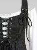Plus Size Floral Flocking Ruffles Lace Up Poet Sleeves Cold Shoulder High Low Dress -  