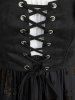 Plus Size Floral Flocking Ruffles Lace Up Poet Sleeves Cold Shoulder High Low Dress -  
