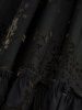 Plus Size Floral Flocking Ruffles Lace Up Poet Sleeves Cold Shoulder High Low Dress - Noir 2X | US 18-20
