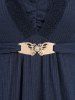 Plus Size Butterfly Buckle Ruffles Ruched Teddy Trim Ribbed Textured Hooded Dress -  
