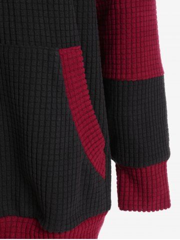 Plus Size Cat Ear Ribbed Colorblock Hooded Jacket