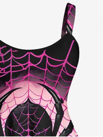 Plus Size Halloween Costume Spider Web Heart Ombre Print Tank Dress