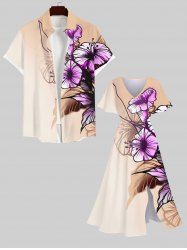 Tenue de Plage pour Couples en Feuilles et Fleurs Assorti Grande-Taille - Multi-A 