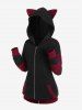 Veste à Capuche en Blocs de Couleurs Oreille de Chat de Grande Taille - Noir 1X | US 14-16