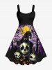 Halloween Costume Skulls Pumpkin Moon Tree Bird Print Plus Size Matching Outfit For Couples -  