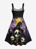 Halloween Costume Skulls Pumpkin Moon Tree Bird Print Plus Size Matching Outfit For Couples -  